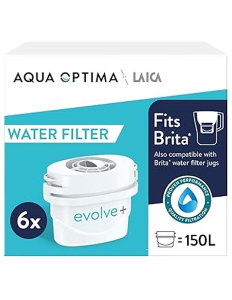 Cartucho de filtro de agua Aqua Optima - Evolve+ paquete de 6 (suministro para 6 meses)