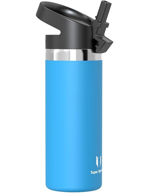 Super Sparrow Botella de Agua Acero Inoxidable - Botella Agua niños Boca Ancha con Paja 500ml - Sin BPA