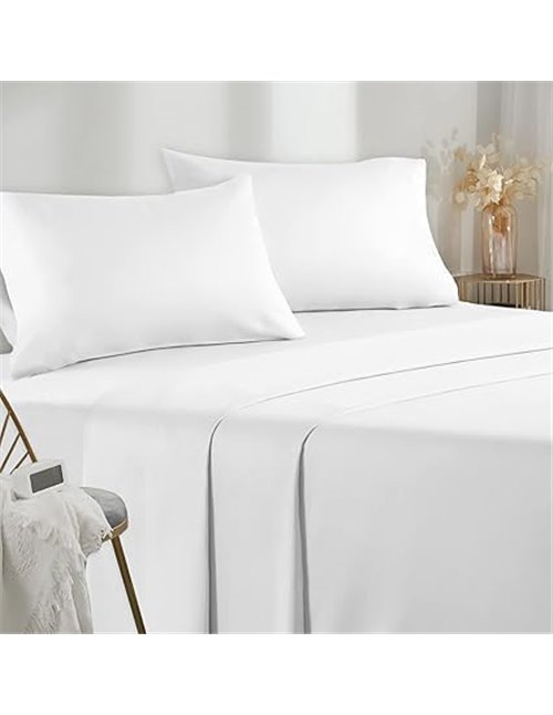Poligino Sabanas Cama 120 - Juego Sábanas 3 Piezas - Sábanas Bajera Ajustable - Encimera - 1 Funda de Almohada 50x80 (Cama 120-1