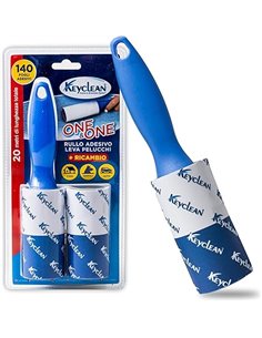 IPEA Cepillo Adhesivo Quitapelusas de 20 Metros Giratorio - 2 Rollos x 140 Hojas - Rodillo Adhesivo para Quitar el Pelo