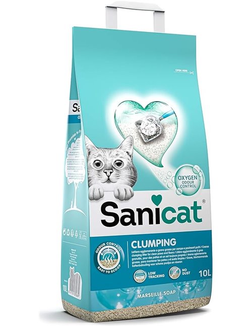 Sanicat - Arena para gatos Aglomerate con aroma a jabón de Marsella| Con control de olor garantizado | Absorbe la humedad y faci