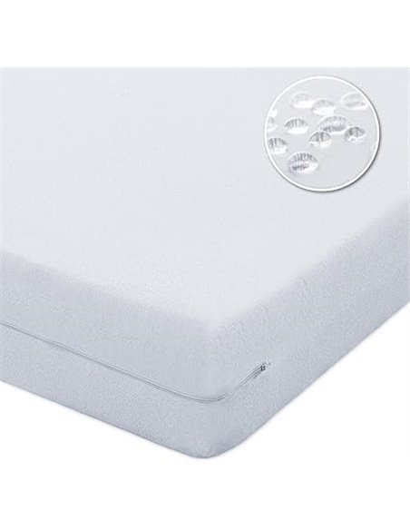 CandidoPenalba Funda Colchon Absorbente. Protector Colchon Cremallera. Barrera Antiacaros. Cubre Colchon Rizo Desenfundable. Fab