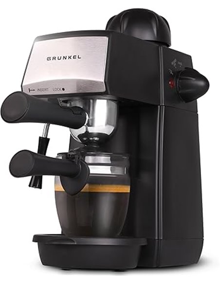 Grunkel - Cafetera Espresso con 5 bares de presión y capacidad para 4 tazas - CAFPRESO-H5 BAR - Pistola de espuma con dispositiv
