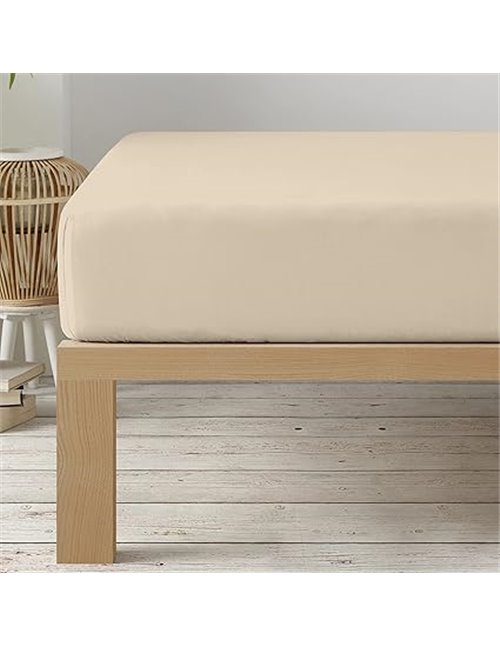 Degrees home - Collection - Sábana Bajera 150 x 200 x 33- Ajustable - Microfibra de poliéster cepillada - Beige