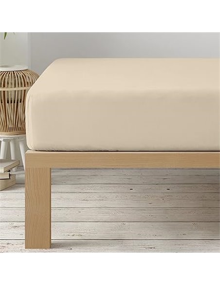 Degrees home - Collection - Sábana Bajera 150 x 200 x 33- Ajustable - Microfibra de poliéster cepillada - Beige