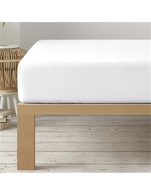 Degrees home - Collection - Sábana Bajera 180 x 190 x 33- Ajustable - Microfibra de poliéster cepillada- Blanco