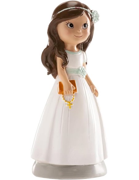 dekora - Figura Decorativa para Primera Comunión - Niña con Catecismo - Elaborada en Resina - Adorno para Tartas - 13 Centímetro
