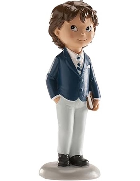 dekora - Figura Decorativa para Primera Comunión Niño - Elaborada en Resina - Adorno para Tartas - 13 Centímetros de Alto - Dise