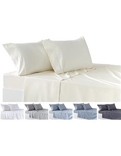 Todocama – Juego de Sábanas de 4 Piezas – Sábana Bajera Ajustable – Encimera - Dos Fundas de Almohada de 50x80cm. (Cama 180-180x