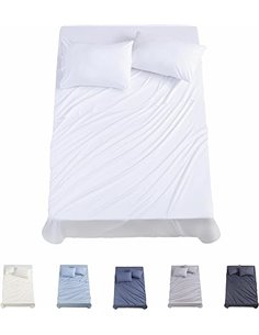 Todocama Juego de Sábanas de 4 Piezas - 3001 - Sábana Bajera Ajustable - Encimera - Dos Fundas de Almohada de 50x80cm