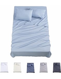 Todocama – Juego de Sábanas de 4 Piezas - 3001 - Sábana Bajera Ajustable - Encimera - Dos Fundas de Almohada de 50x80cm. (Cama 1