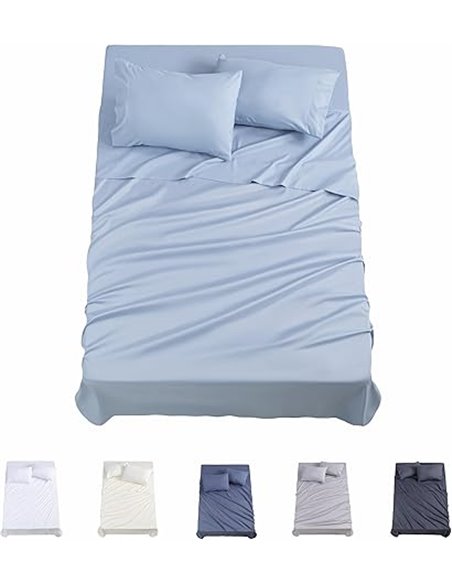 Todocama – Juego de Sábanas de 4 Piezas - 3001 - Sábana Bajera Ajustable - Encimera - Dos Fundas de Almohada de 50x80cm. (Cama 1