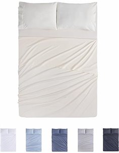 Todocama Juego de Sábanas de 4 Piezas - 4002 - Sábana Bajera Ajustable - Encimera - Dos Fundas de Almohada de 50x80cm (Cama 90x1