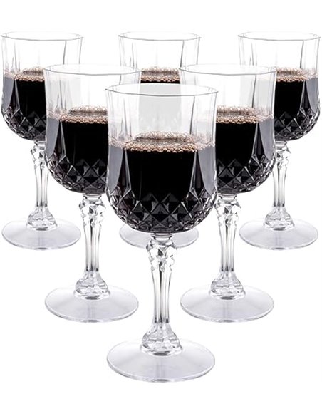 alpina Copas de Vino 6 Piezas - Vasos Plastico Duro de 200ml - Copa de Vino con Efecto Cristal - Vasos Plastico Duro Reutilizabl