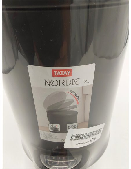 Tatay Papelera Baño con Pedal de Acero Inoxidable, 3L de Capacidad, Interior Extraíble, Cierre con Caída Amortiguada, Libre de B