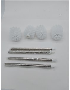 Topsky 4 cepillos de Inodoro reemplazables con Mango de Acero Inoxidable para Limpieza de Inodoro de baño (Blanco) 2