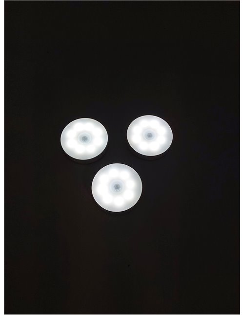 Electight 3 Pack Luz Nocturna LED Recargable por USB, Sensor de Movimiento para Interiores, 8 LED, 3 Modos (AUTO/ON/Off), para D