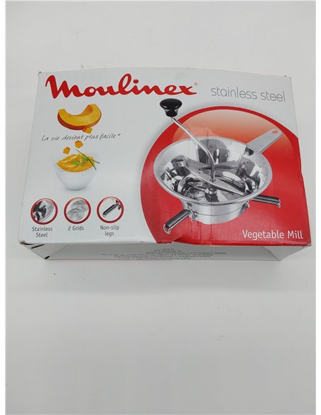 Moulinex Classic - Molinillo de verduras manual, incluye dos parrillas, acero inoxidable, tamaño pequeño, apto para lavavajillas