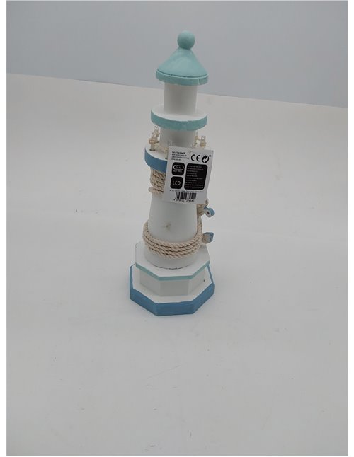 OOTB Faro de Madera con 8 LED Blancas, 10.5 x 29.5 cm