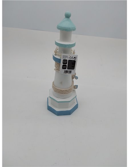OOTB Faro de Madera con 8 LED Blancas, 10.5 x 29.5 cm