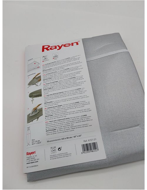 Rayen | Funda universal para tabla de planchar Fácil ajuste con clip| 2 capas: espuma y tejido 100% algodón | Calidad aluminio |