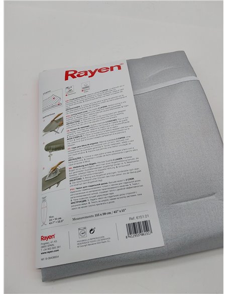 Rayen | Funda universal para tabla de planchar Fácil ajuste con clip| 2 capas: espuma y tejido 100% algodón | Calidad aluminio |