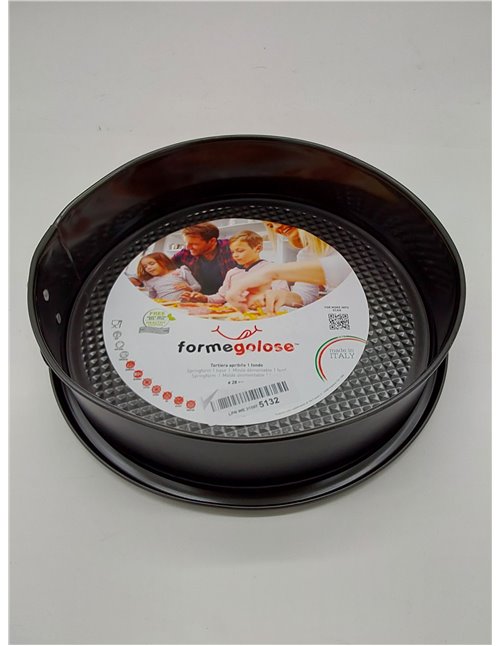 FORMEGOLOSE, molde desmontable para pasteles de 1 fondo Ø 28 cm, Fondo antigoteo, Acero con revestimiento antiadherente, Negro 