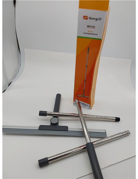 Ibergrif M34103 Escobilla de Goma de 42cm para Suelos, Escoba de Goma con Mango Ajustable(113cm), Limpia Cristales, para Suelo, 