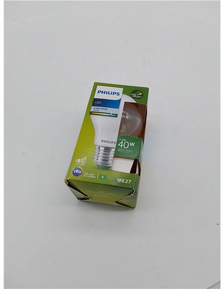 Philips Bombilla LED Mate Philips Eficiente, Casquillo E27 2.3W, 485 Lúmens, Luz Blanca Fría 4000k, Clase Energetica A 