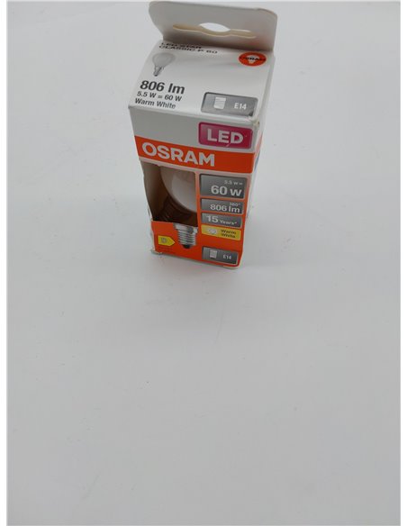 OSRAM LED Retrofit CLASSIC P Bombilla LED , Casquillo E14 , 2700 K , 6,50 W , Equivalente a 60W , Blanco cálido 