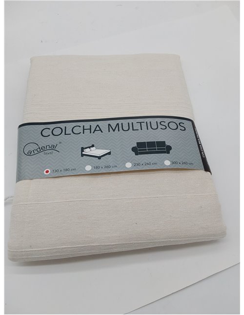 Cardenal Textil - Foulard Multiusos Peñíscola, Plaid para Cama, Manta para Cama, Cubre Sofá, Crudo, 130 x 180 cm 