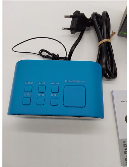 Muse M-10 - Radiodespertador con 2 alarmas PLL, Reloj de 24 Horas, regulador de Intensidad, Color Azul 