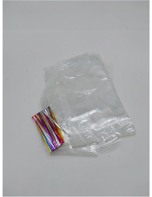 50 bolsas de celofán, bolsas de galletas de alimentos, bolsas de celofán transparente con 50 lazos de colores mezclados para reg