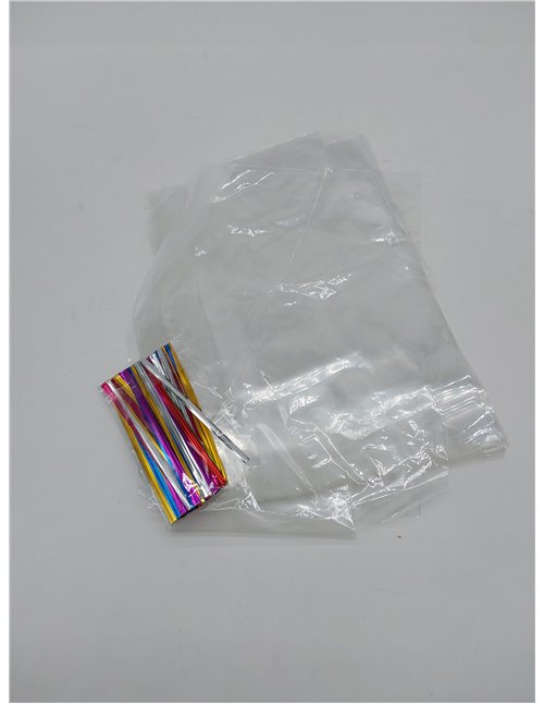50 bolsas de celofán, bolsas de galletas de alimentos, bolsas de celofán transparente con 50 lazos de colores mezclados para reg