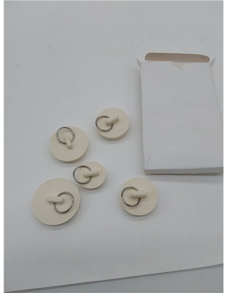 NITAIUN 5 Piezas Tapón de Fregadero Drenaje Tapón de Desagüe Lavabo Enchufe 5 Tamaños Blanco con Anillo De Tiro Tapones De Drena