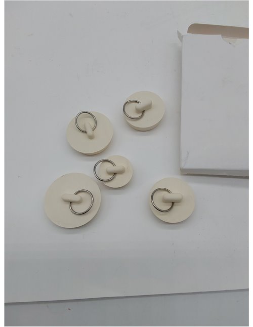 NITAIUN 5 Piezas Tapón de Fregadero Drenaje Tapón de Desagüe Lavabo Enchufe 5 Tamaños Blanco con Anillo De Tiro Tapones De Drena