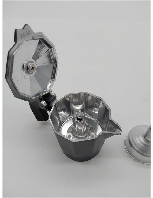 Monix Vitro Noir Cafetera italiana de aluminio 1 taza, apta para todo tipo de cocinas salvo inducción, mango termoresistente 