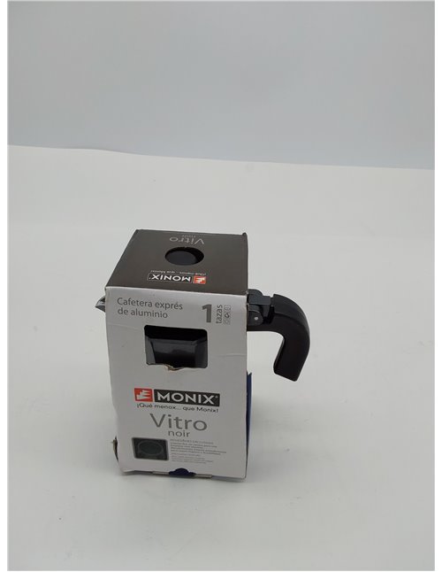 Monix Vitro Noir Cafetera italiana de aluminio 1 taza, apta para todo tipo de cocinas salvo inducción, mango termoresistente 