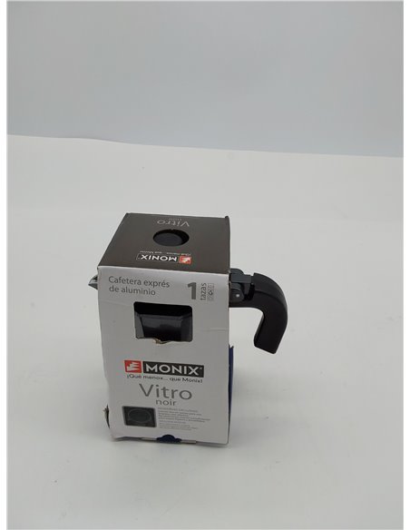 Monix Vitro Noir Cafetera italiana de aluminio 1 taza, apta para todo tipo de cocinas salvo inducción, mango termoresistente 