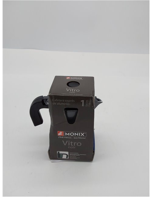 Monix Vitro Noir Cafetera italiana de aluminio 1 taza, apta para todo tipo de cocinas salvo inducción, mango termoresistente 