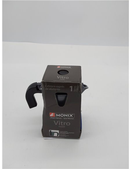 Monix Vitro Noir Cafetera italiana de aluminio 1 taza, apta para todo tipo de cocinas salvo inducción, mango termoresistente 