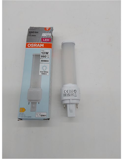 OSRAM Lámpara LED DULUX D 13 para casquillo G24D-1, 5 vatios, 660 lúmenes, blanco frío (4000K), giratoria, sustituye a la lámpar