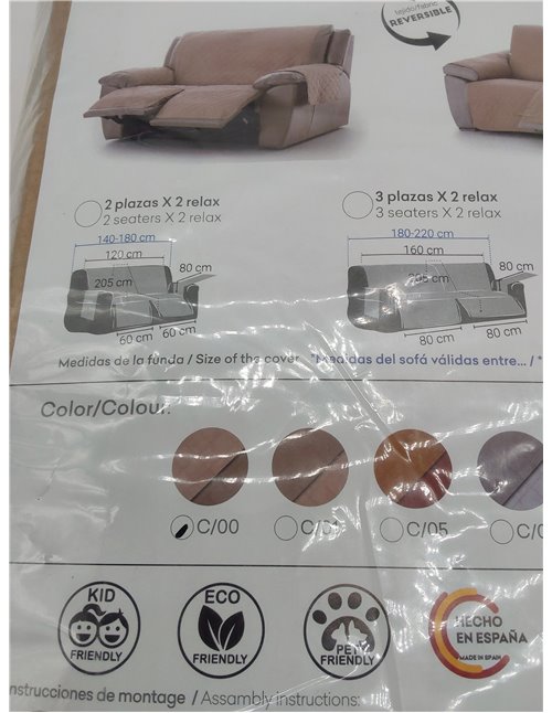 Eysa Magnus Funda de sofá Reversible 3x3 Relax práctica C/00