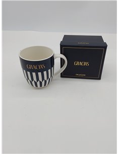 DRAEGER PARIS 1886 - Taza Cerámica 320ml - Diseño Chic y Moderno en Azul o Rosa con Mensaje en Oro Caliente - Apta Lavavajillas  2