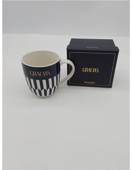 DRAEGER PARIS 1886 - Taza Cerámica 320ml - Diseño Chic y Moderno en Azul o Rosa con Mensaje en Oro Caliente - Apta Lavavajillas 