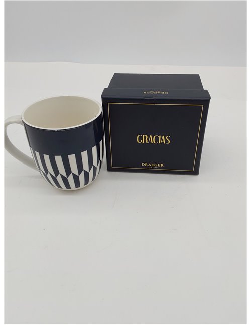 DRAEGER PARIS 1886 - Taza Cerámica 320ml - Diseño Chic y Moderno en Azul o Rosa con Mensaje en Oro Caliente - Apta Lavavajillas 