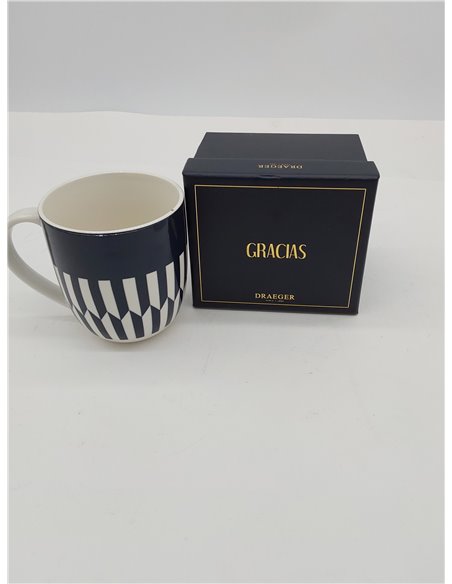 DRAEGER PARIS 1886 - Taza Cerámica 320ml - Diseño Chic y Moderno en Azul o Rosa con Mensaje en Oro Caliente - Apta Lavavajillas 