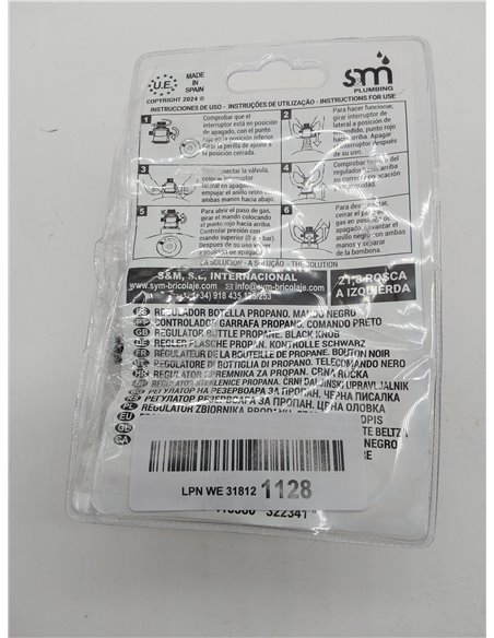 S&M 322341 Regulador Botella Propano con Mando, Color INOX/Negro, Talla única 