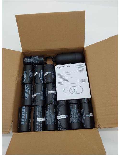 Amazon Basics Bolsas de basura para perros con dispensador y clip para correa, Sin fragancia, 300 bolsas (20 paquetes de 15 bols