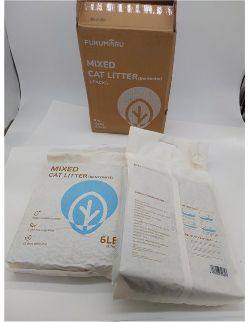 FUKUMARU Arena de Tofu para Gatos 5.4kg - Arena aglomerante para Gatos, Tofu y Bentonita para Gatos, Libre de Polvo y fácil de a